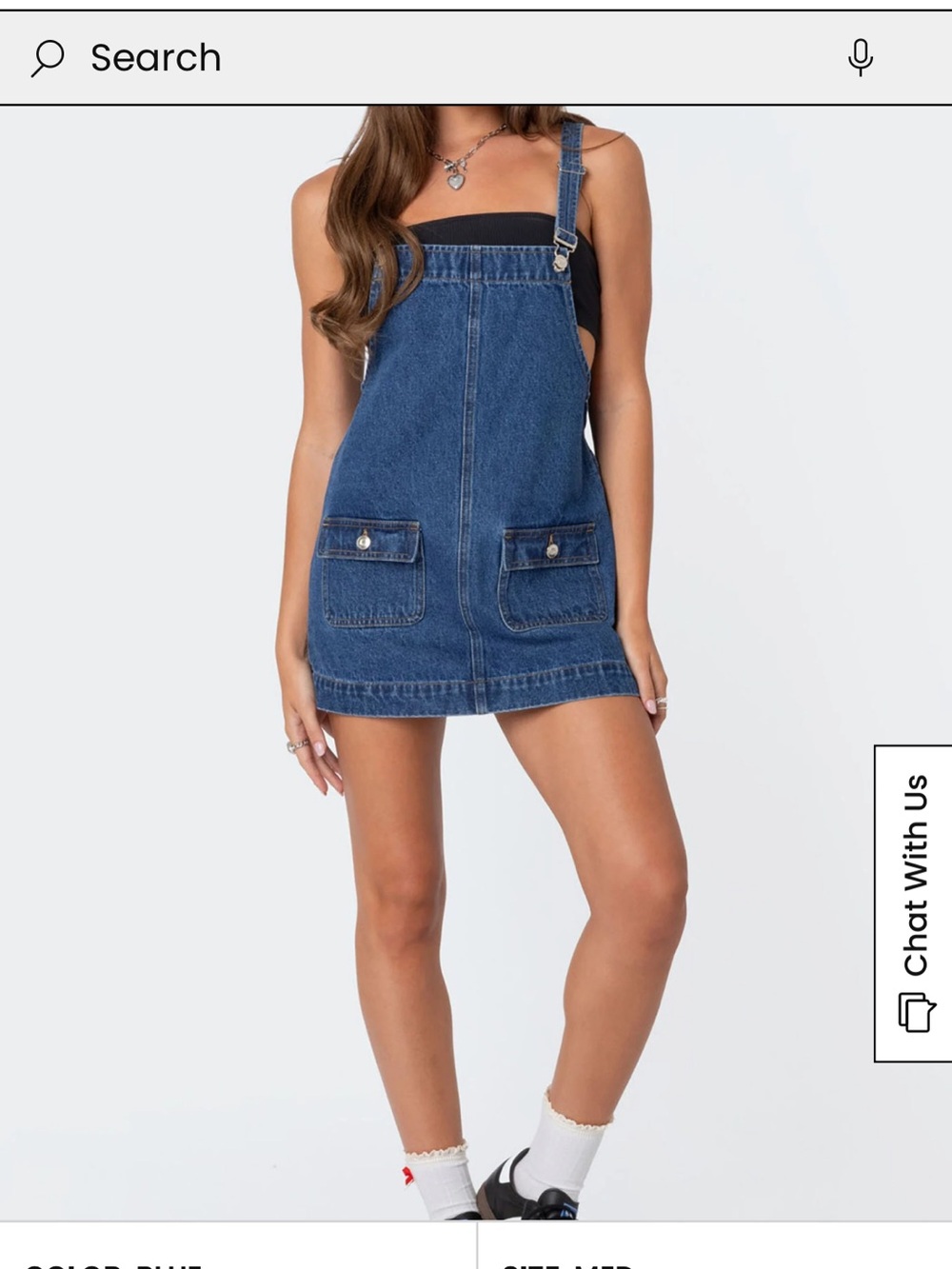 Edikted Blue Denim Pinafore Mini Dress